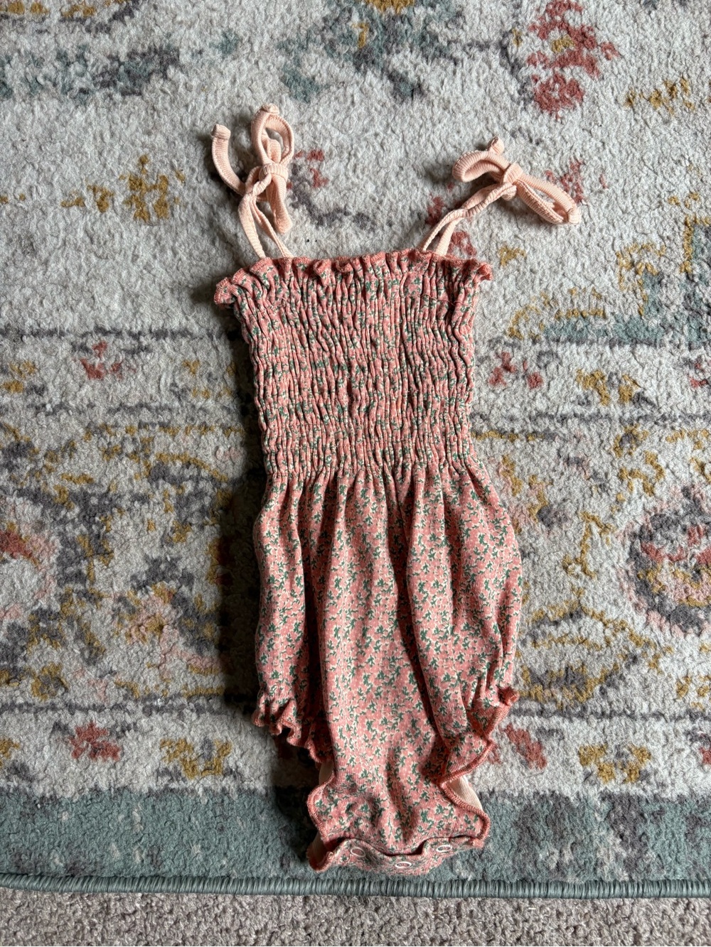 Fin and Vince sunset  Floral Smocked Bubble Romper